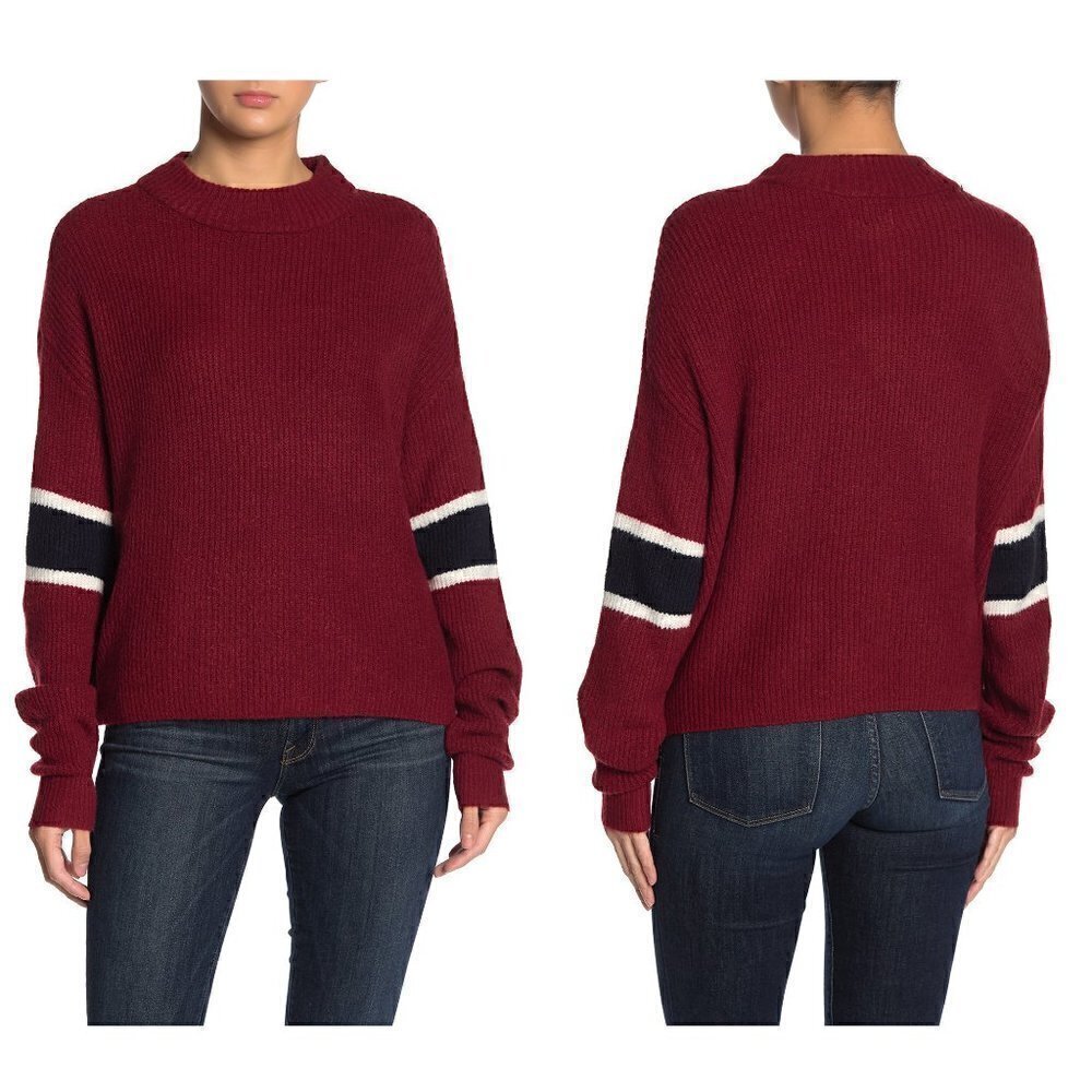 John + Jenn Varsity Stripe Mock Neck Pullover